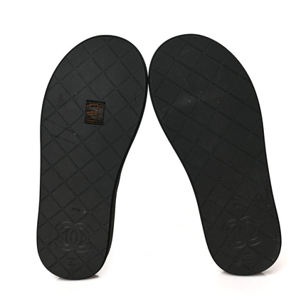 Chanel Lambskin Quilted Padded Charms Thong Sandals 39.5 Black 5 of 8