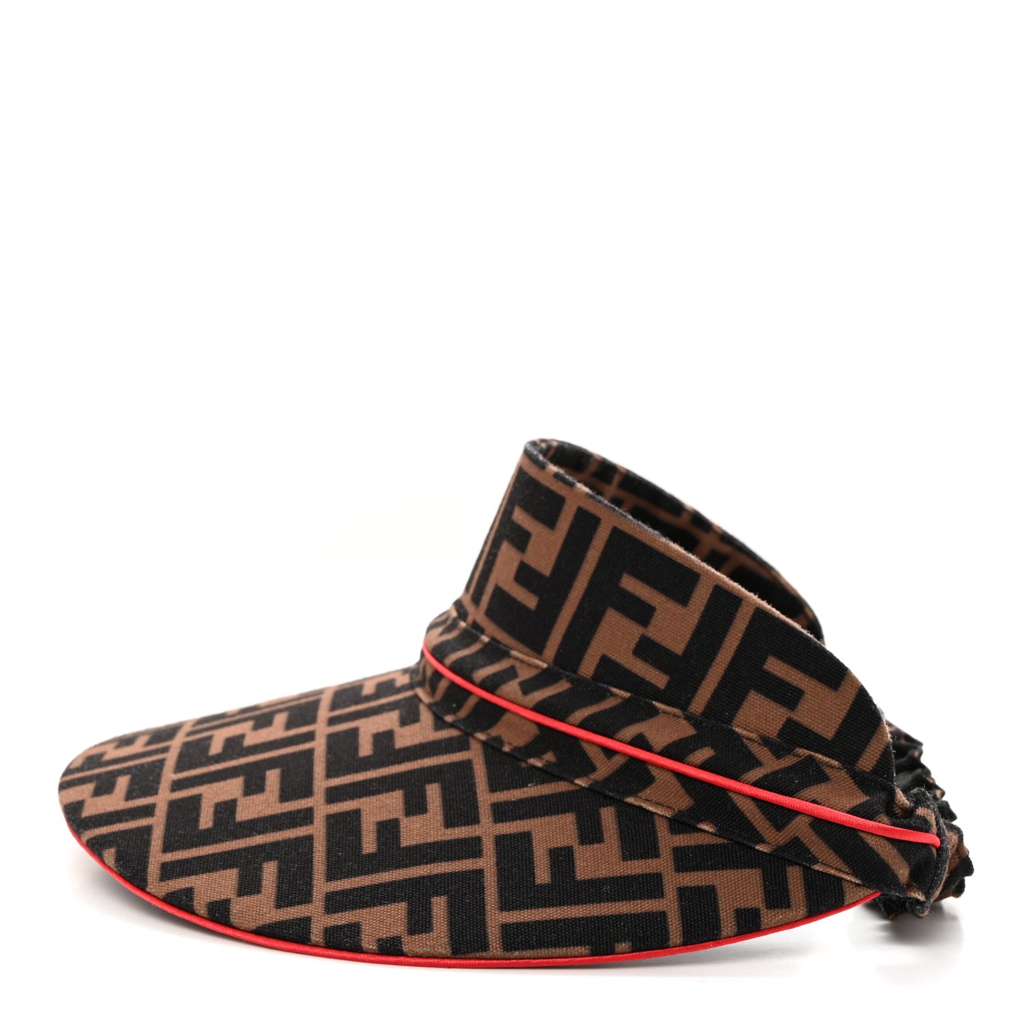 Fendi Nylon FF Logo Visor Tobacco Rosso 4 of 8