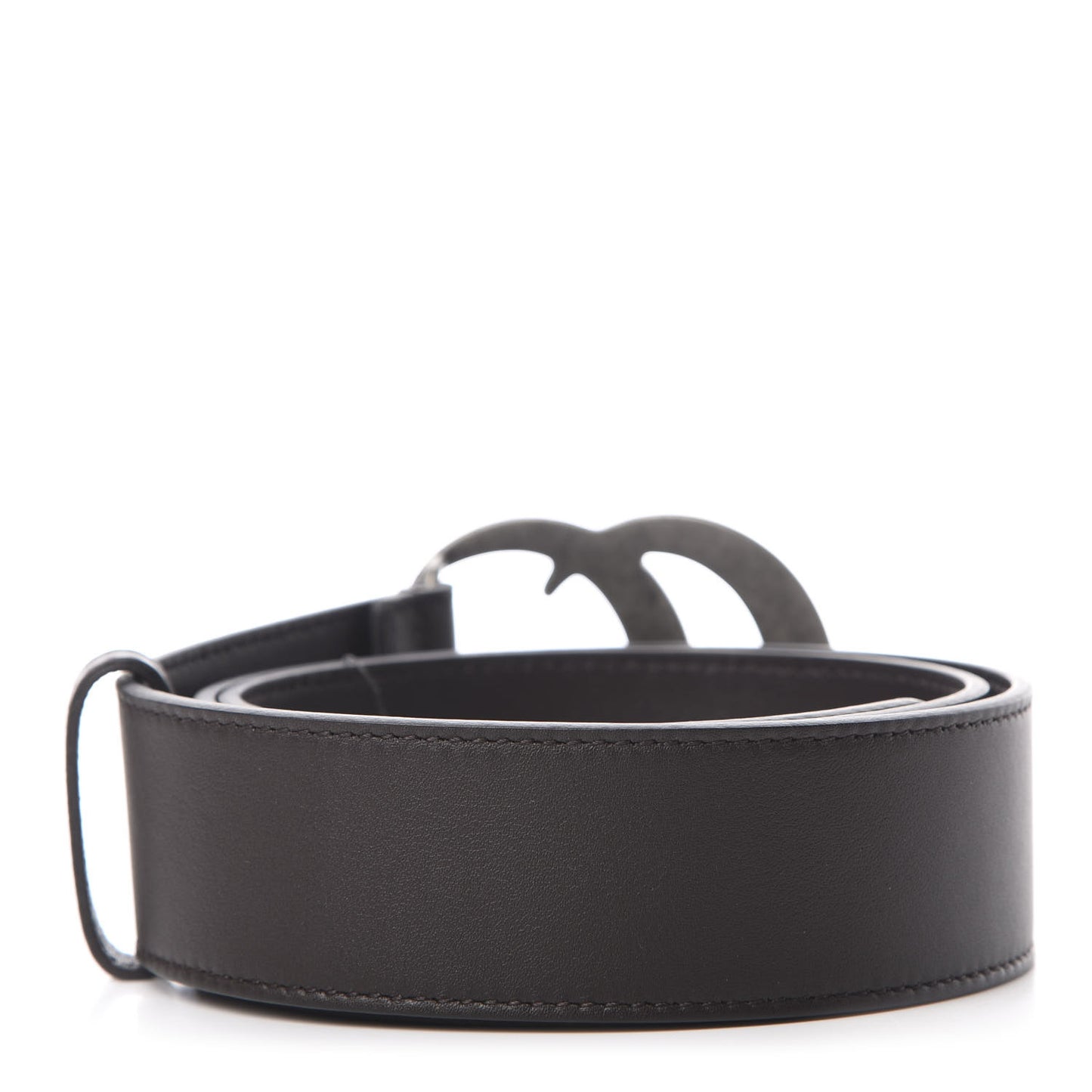 Moon Calfskin Nickel Double G 40mm Belt 80 32 Dark Cocoa