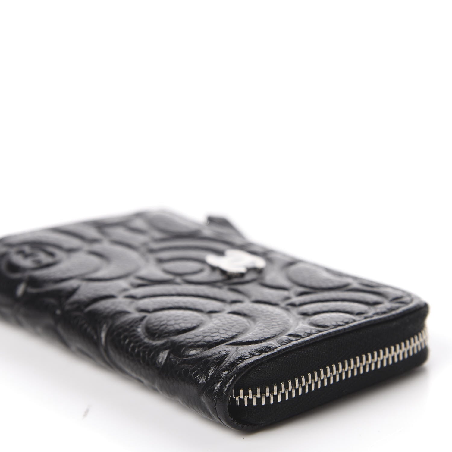 Chanel Caviar Camellia Embossed Key Holder Case Black 7 of 11