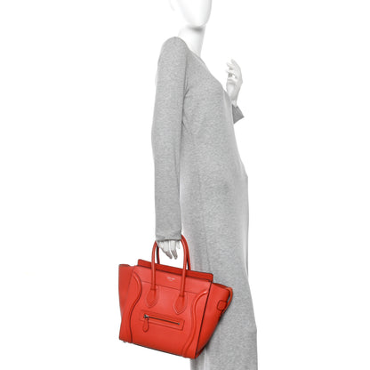 Celine Drummed Calfskin Micro Luggage Vermillion 2 of 11