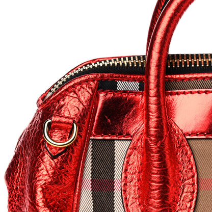 Burberry Prorsum Metallic Calfskin House Check Small Blaze Satchel Cadmium Red 11 of 14