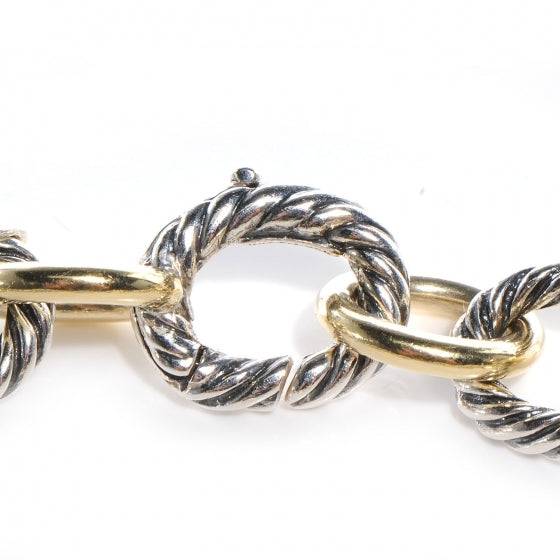 Sterling Silver 18K Yellow Gold 12mm Large Oval Link Bracelet
