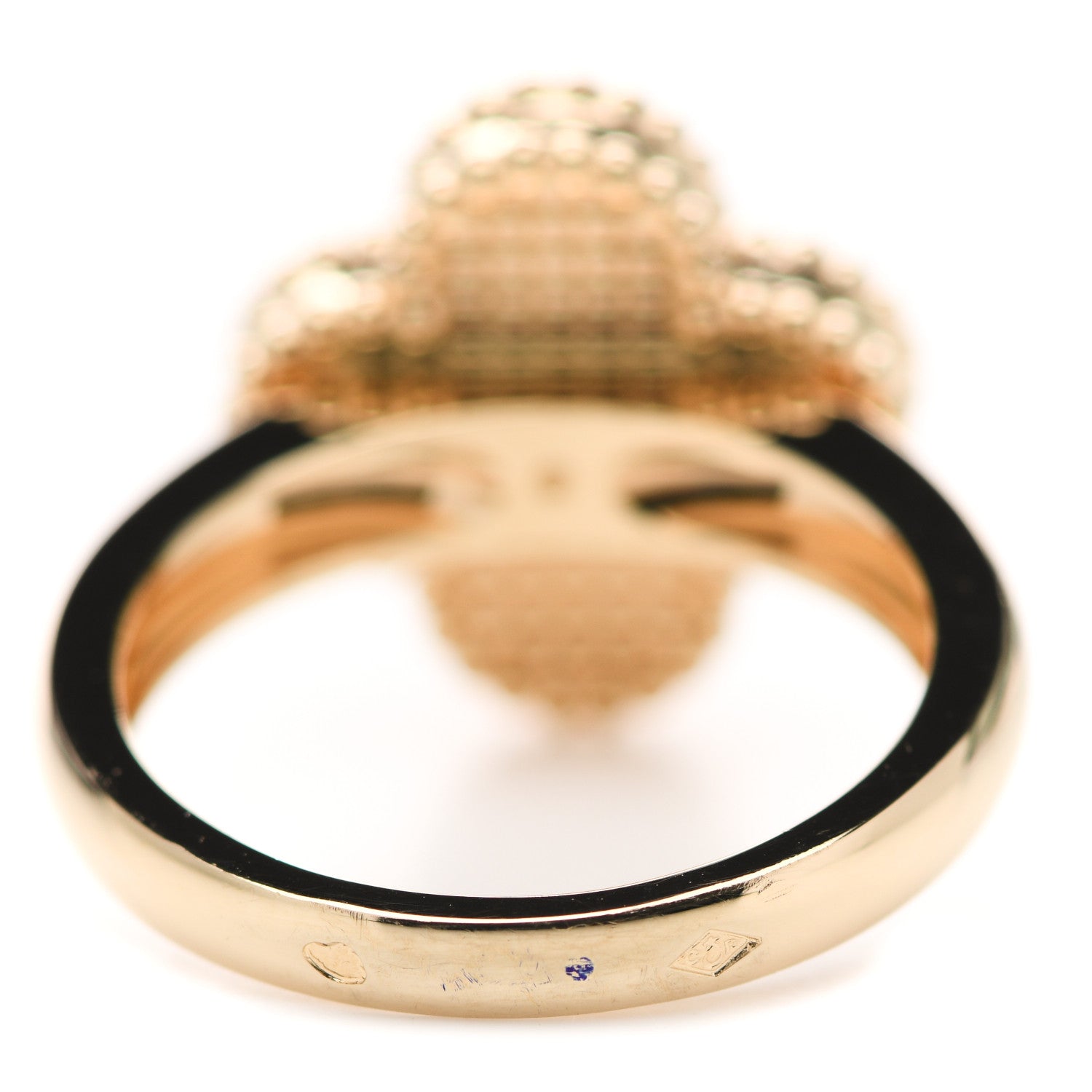 Van Cleef & Arpels 18K Yellow Gold Diamond Malachite Vintage Alhambra Ring 52 6 6 of 6