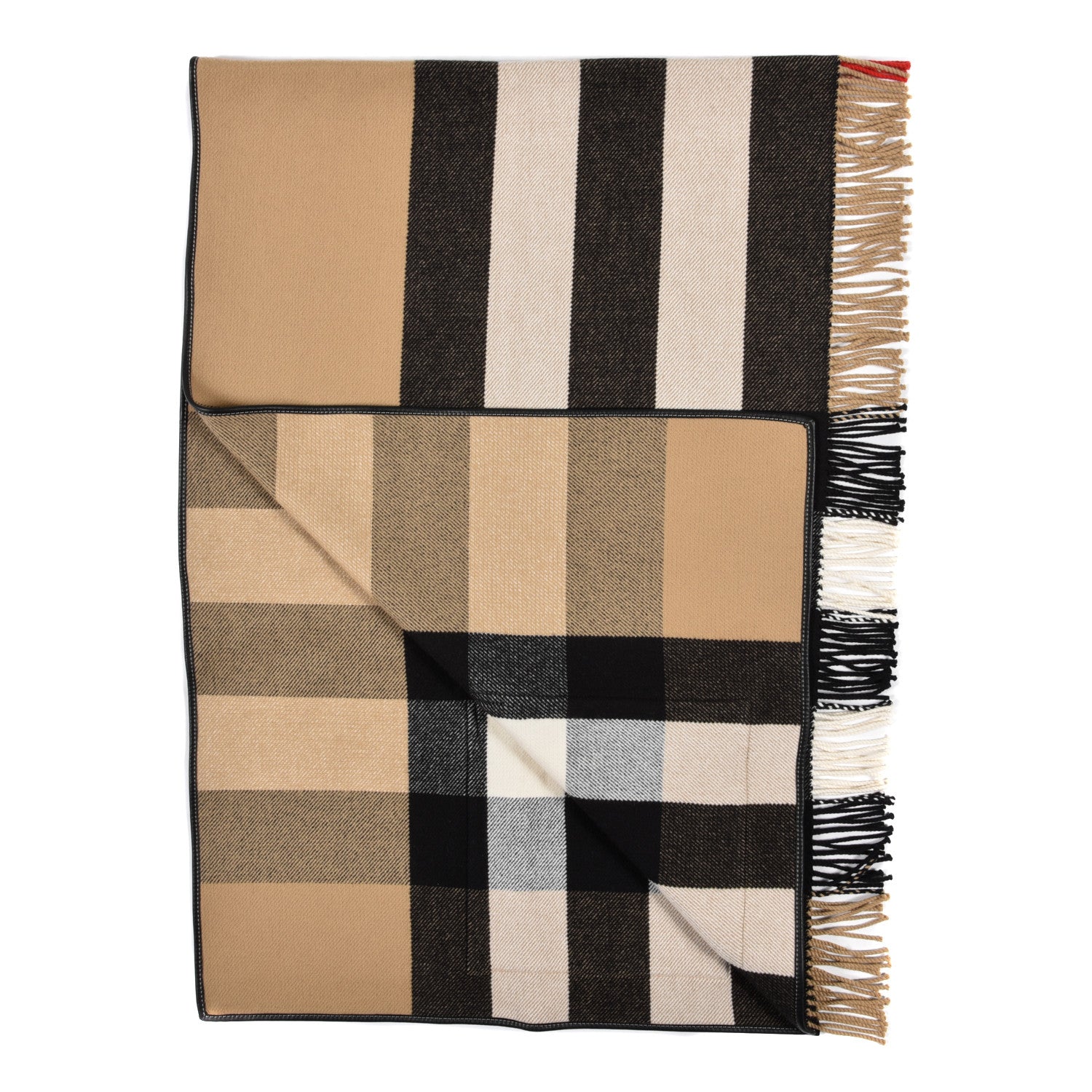 Burberry Cashmere Wool Giant Check Cape Scarf Camel 2 of 4