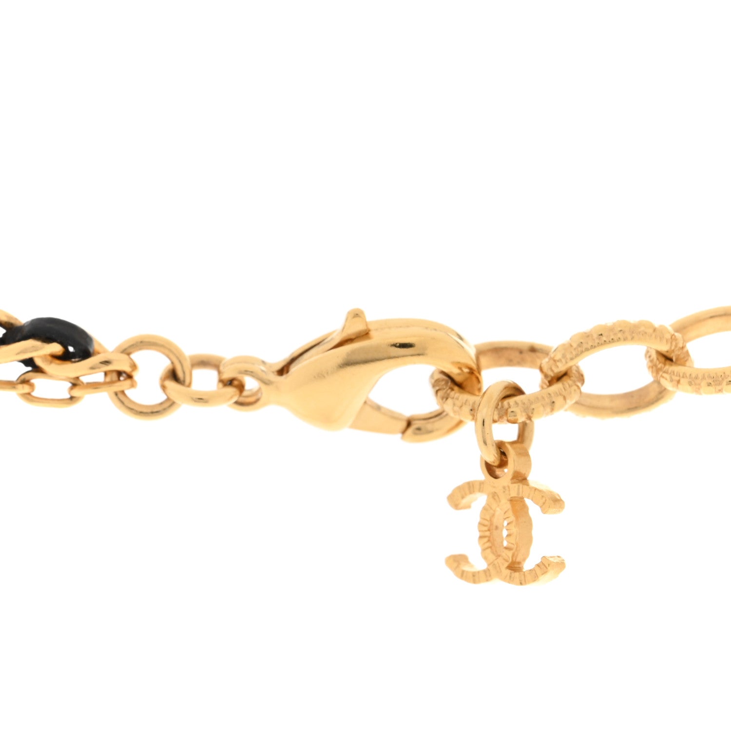 Chanel Lambskin Crystal Pearl Logo CC Double Strand Necklace Gold White Black 3 of 5
