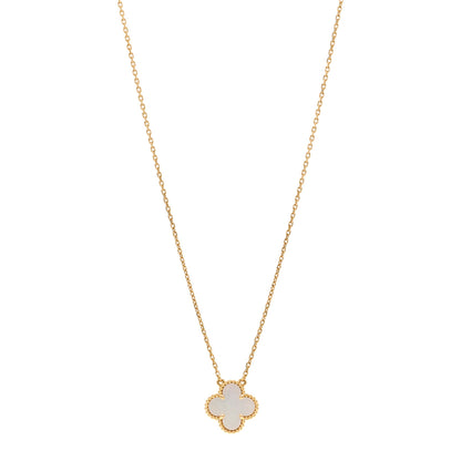 Van Cleef & Arpels 18K Yellow Gold Mother of Pearl Vintage Alhambra Pendant Necklace 1 of 6