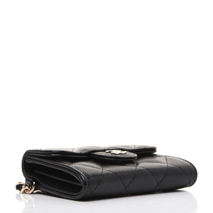 Chanel Caviar Quilted Flap Card Holder Chain Wristlet Black 4 of 12