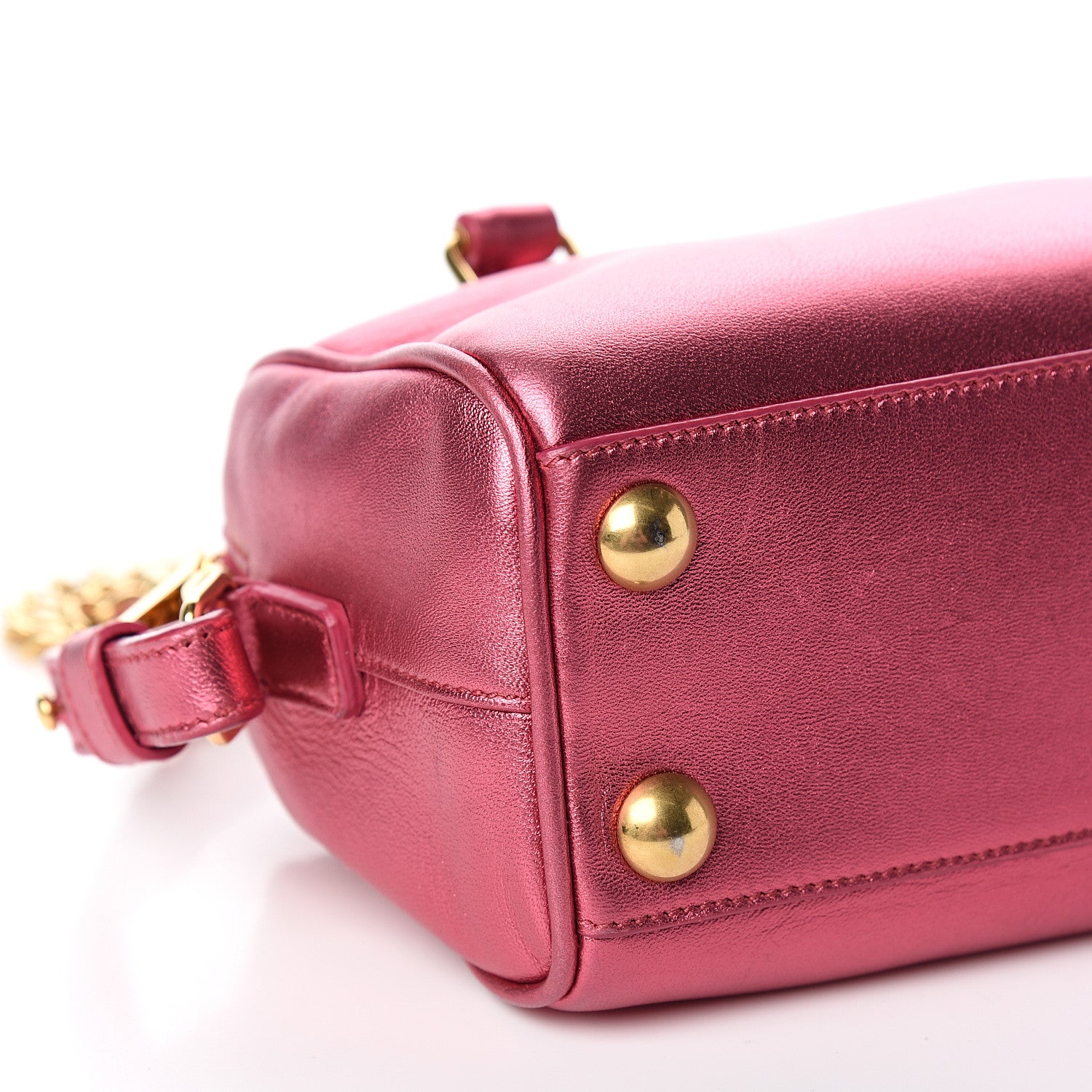 Saint Laurent Metallic Lambskin Classic Duffle Toy Pink 9 of 10