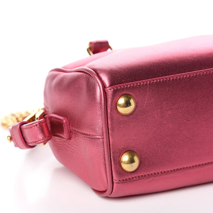 Saint Laurent Metallic Lambskin Classic Duffle Toy Pink 9 of 10