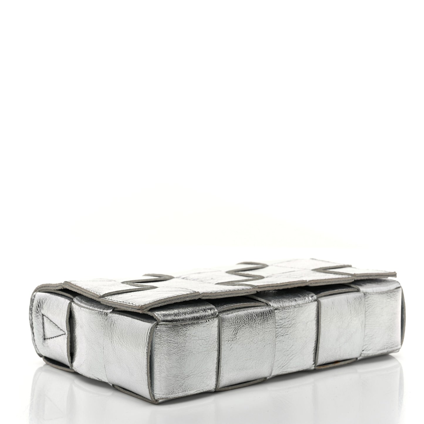 Metallic Lambskin Maxi Intrecciato Cassette Crossbody Bag Silver