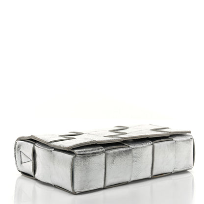 Bottega Veneta Metallic Lambskin Maxi Intrecciato Cassette Crossbody Bag Silver 4 of 10