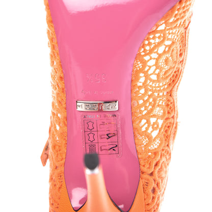 Gucci Lace Pizzo Venice Pumps 35.5 Orange Fluo 6 of 8