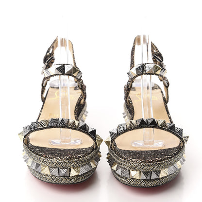 Christian Louboutin Specchio Vintage Pyraclou 60 Platform Sandals 38 Black Gold 2 of 10