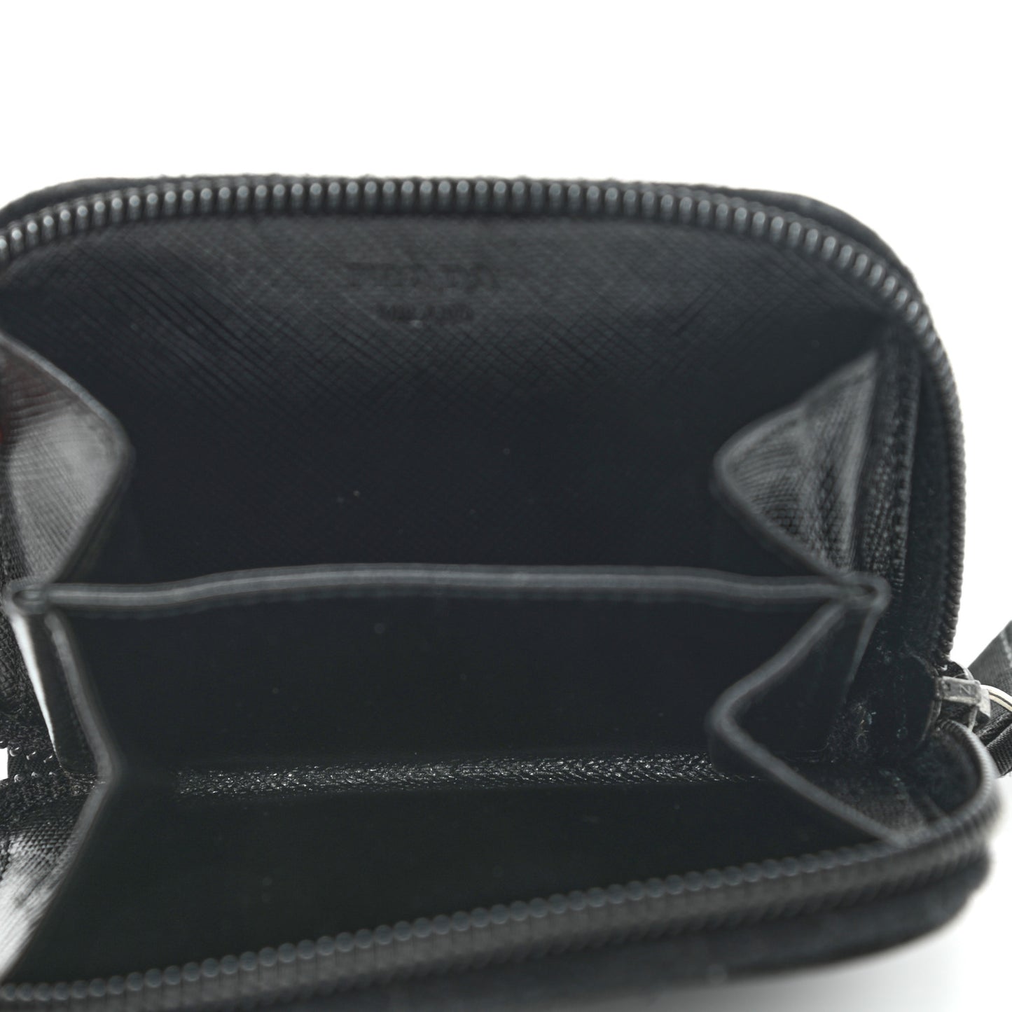 Tessuto Nylon Compact Zip Around Coin Pouch Black