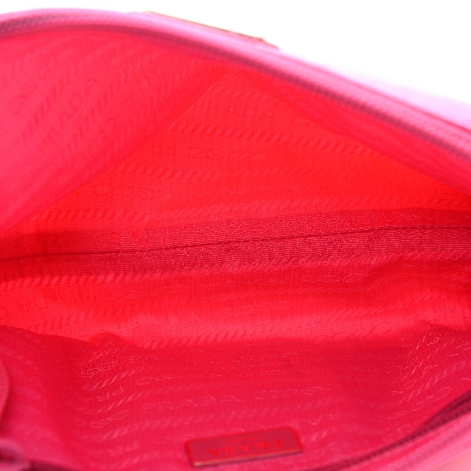 Prada Tessuto Nylon Vela Saffiano Necessaire Wristlet Pouch Fuxia 5 of 10