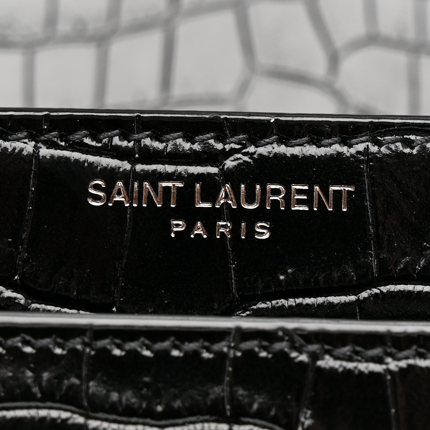 Saint Laurent Calfskin Crocodile Embossed Medium Monochrome Monogram Sunset Black 7 of 10