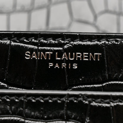 Saint Laurent Calfskin Crocodile Embossed Medium Monochrome Monogram Sunset Black 7 of 10