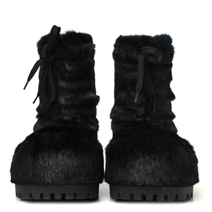 Balenciaga Faux Mink Alaska Low Boots 37-38 Black 3 of 9