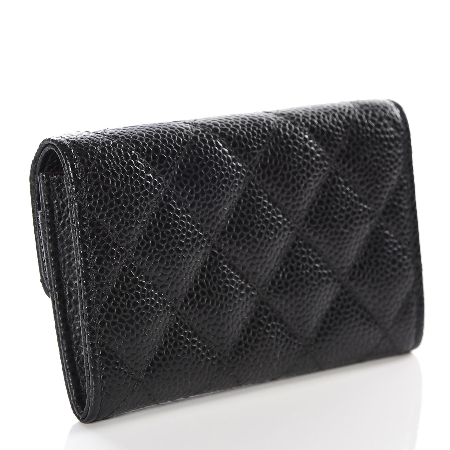 Caviar Quilted Flap Card Holder Black