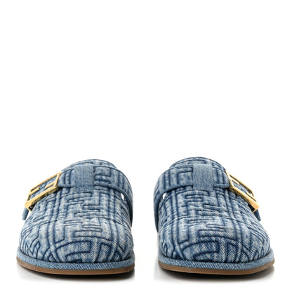 Fendi Denim Jacquard FF Womens Fendi Feel Buckled Mules 40 Blue 2 of 11