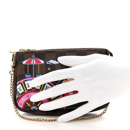 Louis Vuitton Damier Ebene 2020 Christmas Animation Big Wheel Mini Pochette Accessories Rose Ballerine 2 of 8