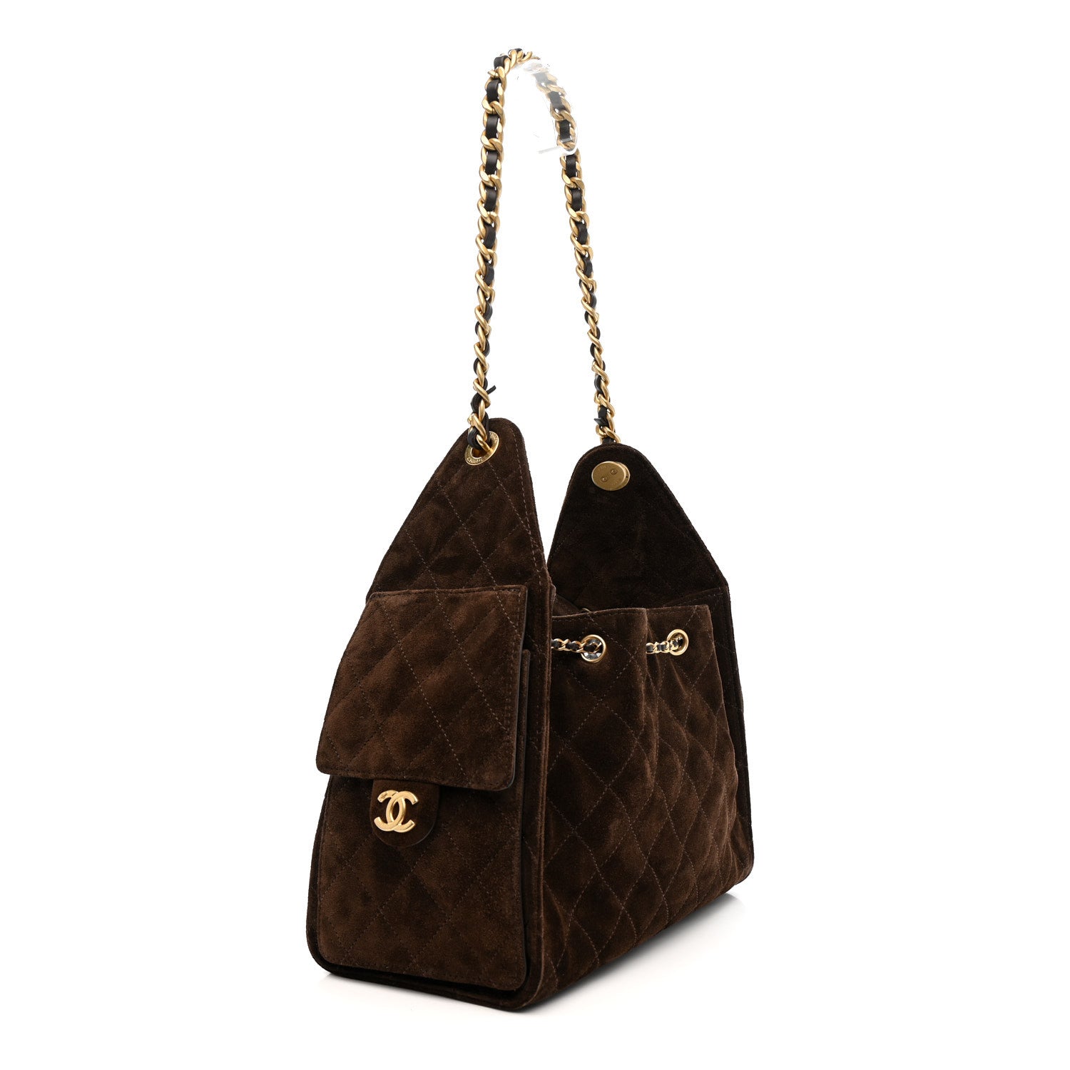 Chanel Suede Quilted Small Chanel 25 Handbag Dark Brown 3 of 10