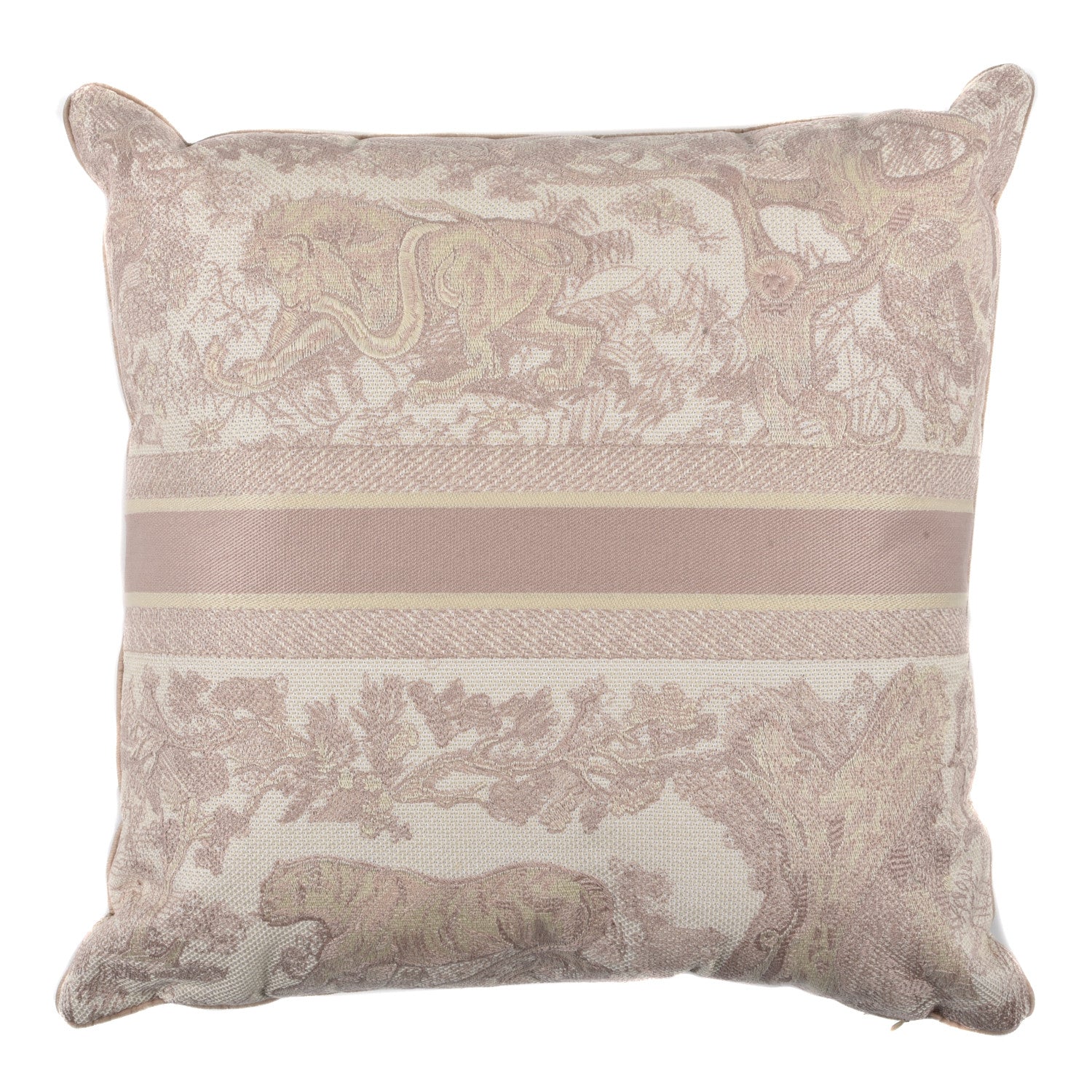 Christian Dior Cotton Toile de Jouy Square Pillow Rose Des Vents 2 of 3