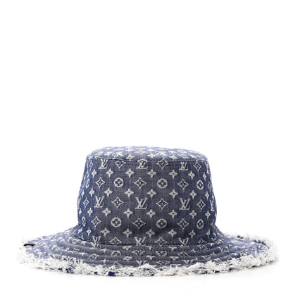 Louis Vuitton Monogram Denim Fringe Bob Bucket Hat M Blue 2 of 7