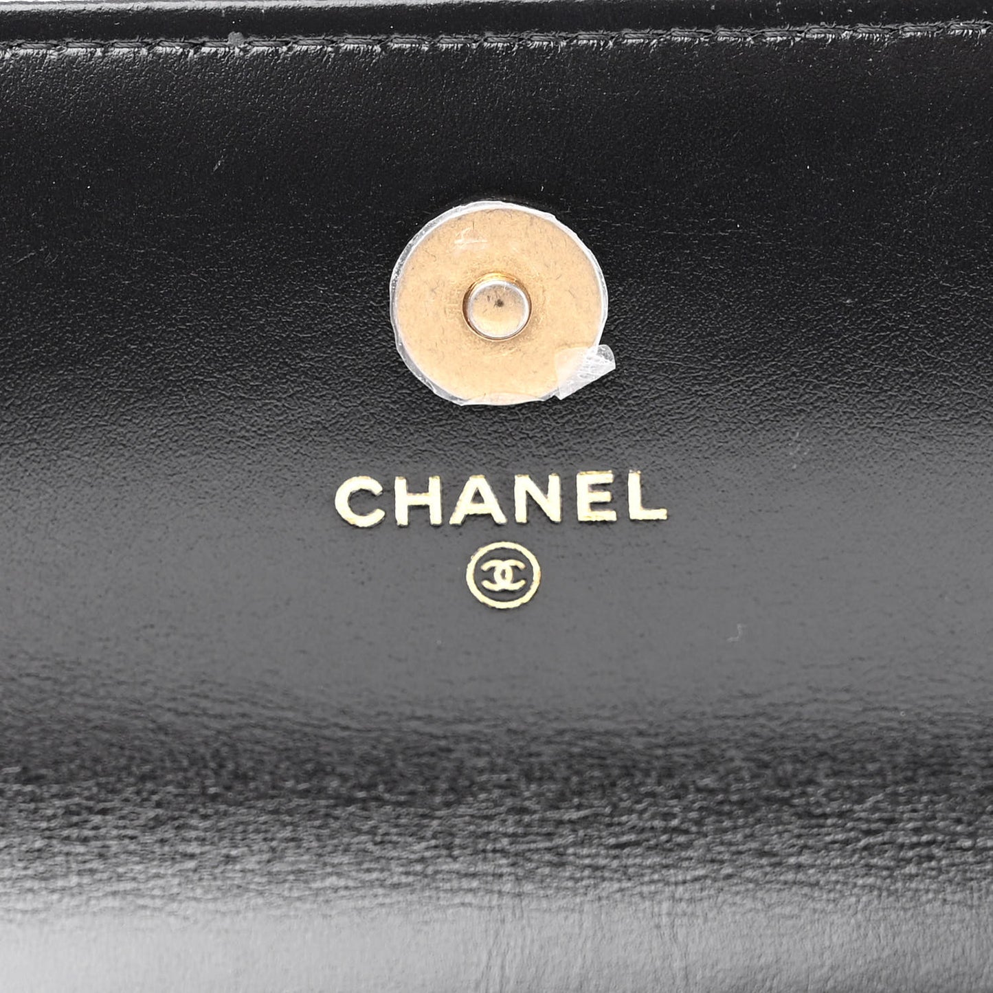 Shiny Calfskin Quilted Top Handle Flap Phone Holder With Chain Black