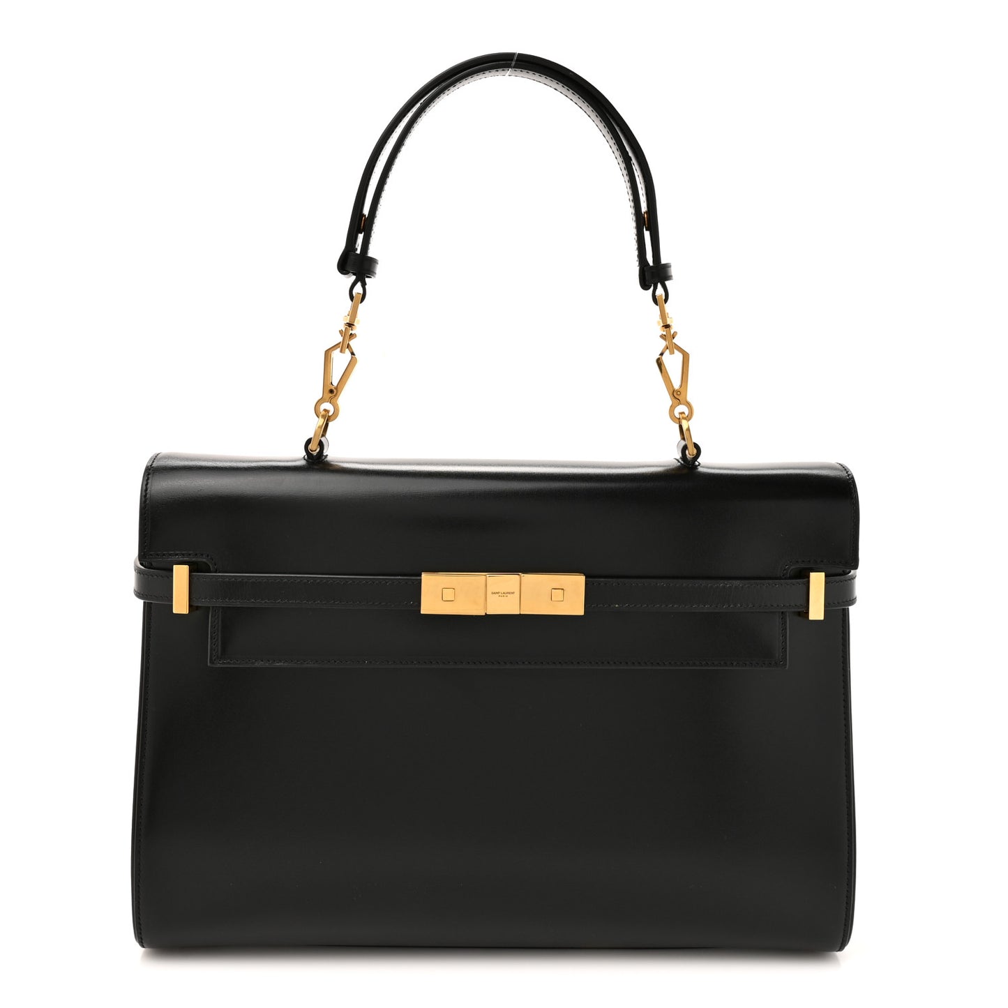 Smooth Calfskin Manhattan Top Handle Black