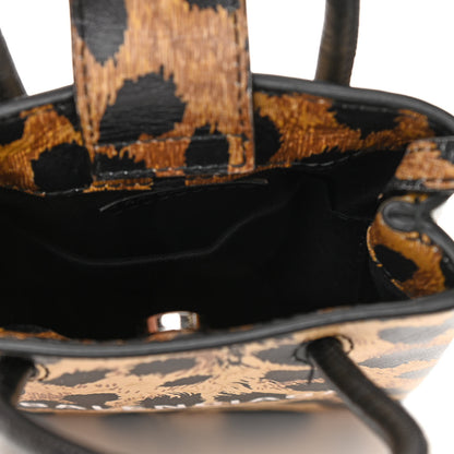 Balenciaga Smooth Calfskin Leopard Print Logo Shopping Phone Holder Bag Beige Black 5 of 10