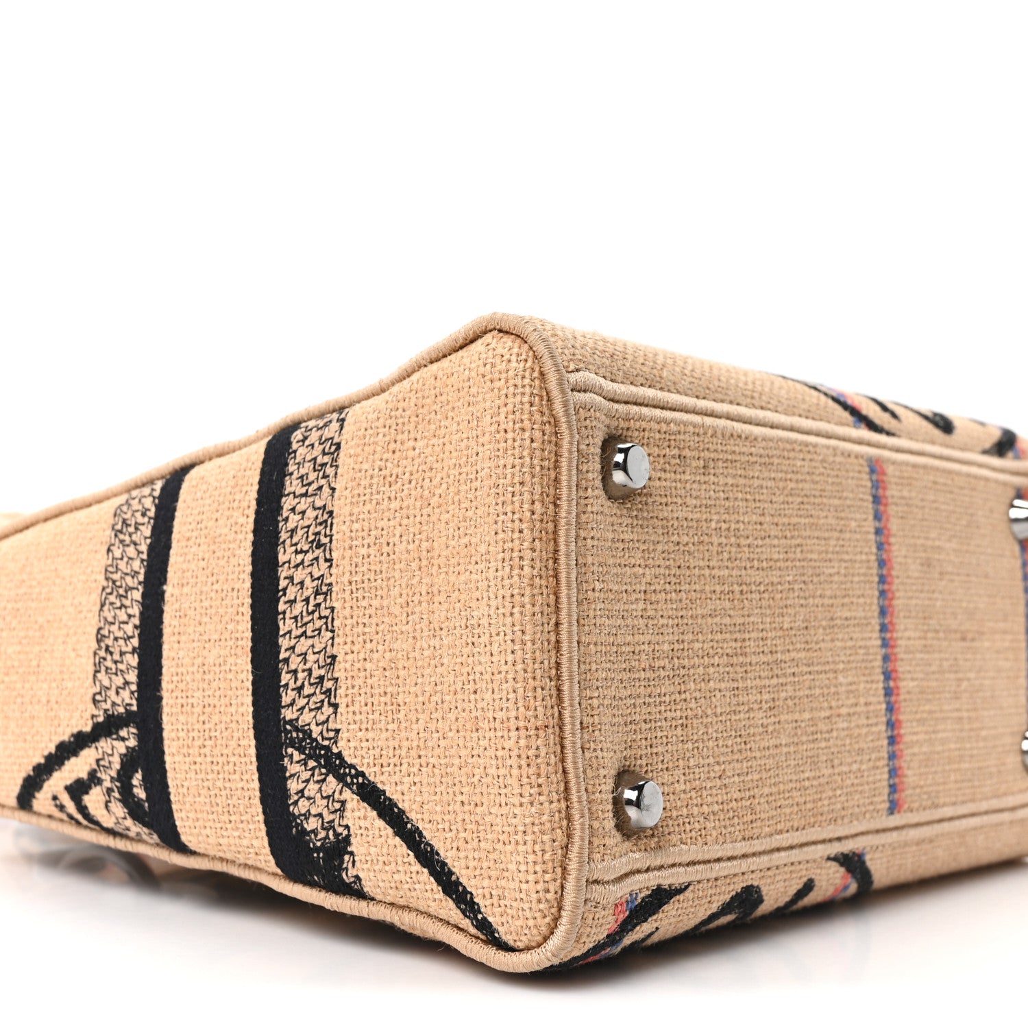 Christian Dior Canvas Jute Embroidered Medium Lady D-Lite Beige Multicolor 9 of 10