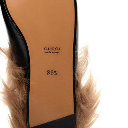 Gucci Goatskin Fur Bee Star Embroidered Womens Princetown Slippers 36.5 Black 9 of 10