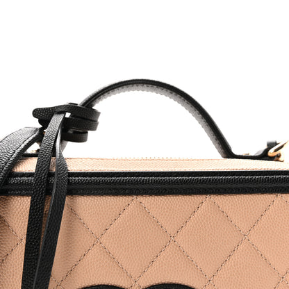 Chanel Caviar Quilted Medium CC Filigree Vanity Case Beige Black 8 of 10