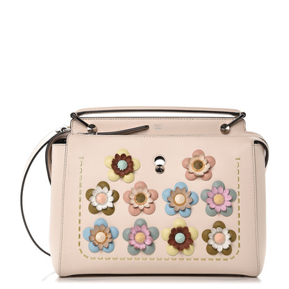 Fendi Vitello Baltico Flowerland Studded Dotcom Satchel Camelia Multicolor 1 of 12