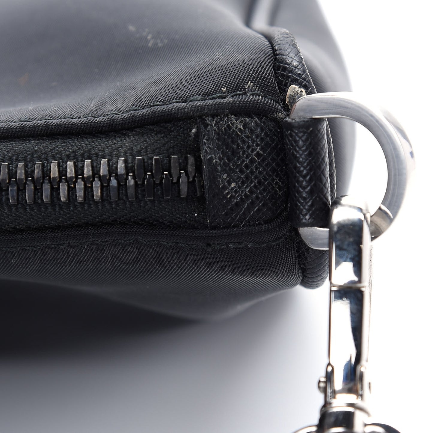 Re-Nylon Saffiano Pocket Zippered Shoulder Bag Black