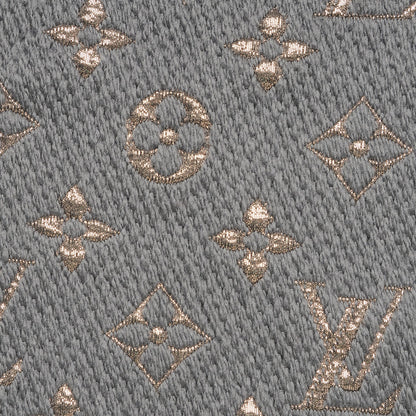 Louis Vuitton Wool Silk Logomania Shine Scarf Gris 4 of 5