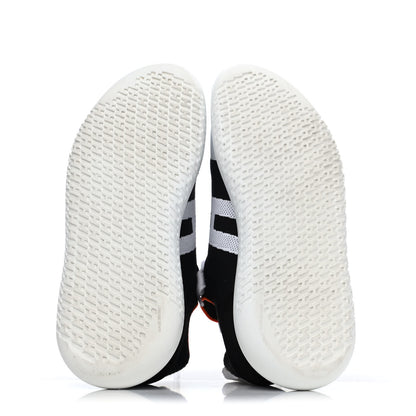 Hermes Knit Suede Goatskin Womens Crew Sneakers 37.5 Black White 4 of 4