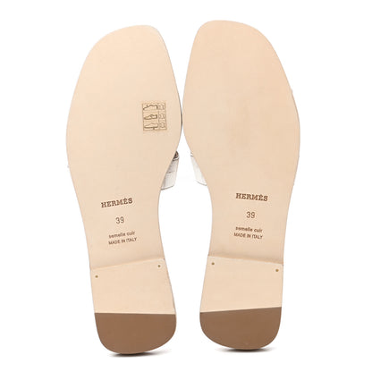 Hermes Matte Niloticus Crocodile Himalaya Oran Sandals 39 Blanc 5 of 8