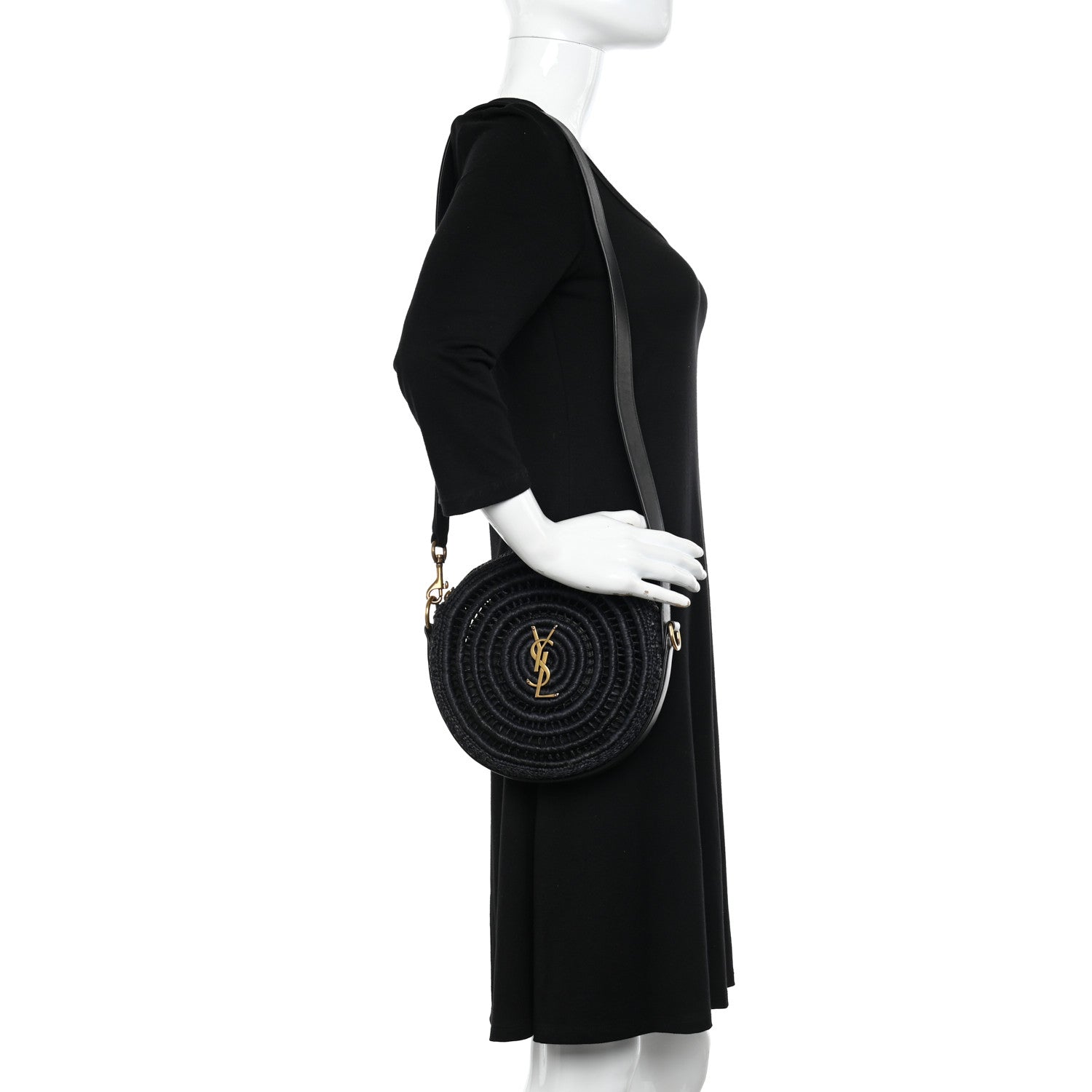Saint Laurent Raffia Sac Round Black 2 of 10