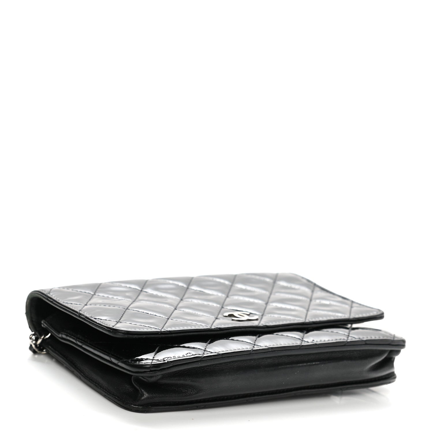 Chanel Patent Quilted Wallet On Chain WOC Black 4 of 12