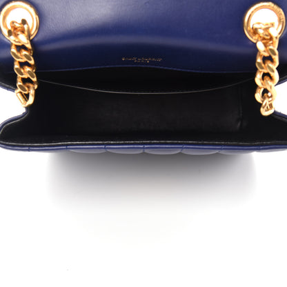 Saint Laurent Lambskin Matelasse Monogram Medium Vicky Chain Bag Blue 5 of 11