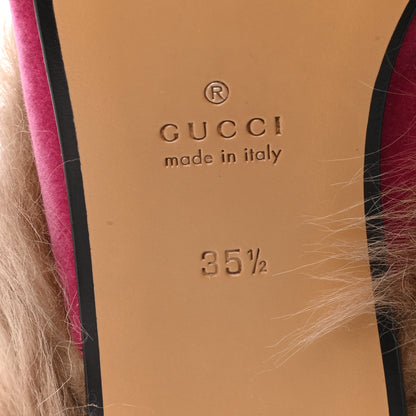 Gucci Velvet Fur Womens Princetown Slippers 35.5 Raspberry Rose 7 of 7