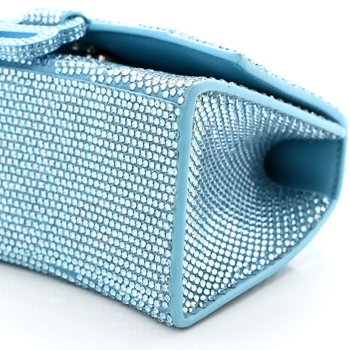 Strass Suede Hourglass Top Handle Bag XS Light Blue
