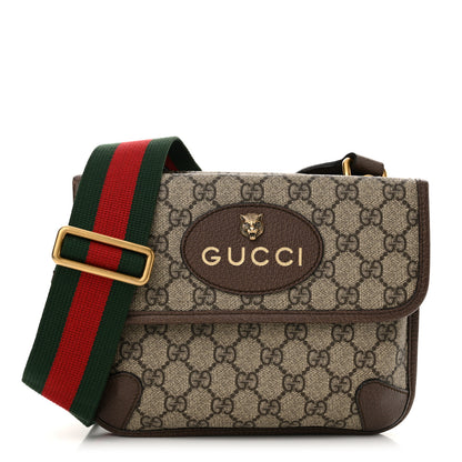 Gucci GG Supreme Monogram Web Small Neo Vintage Double Flap Messenger Bag Brown 1 of 13