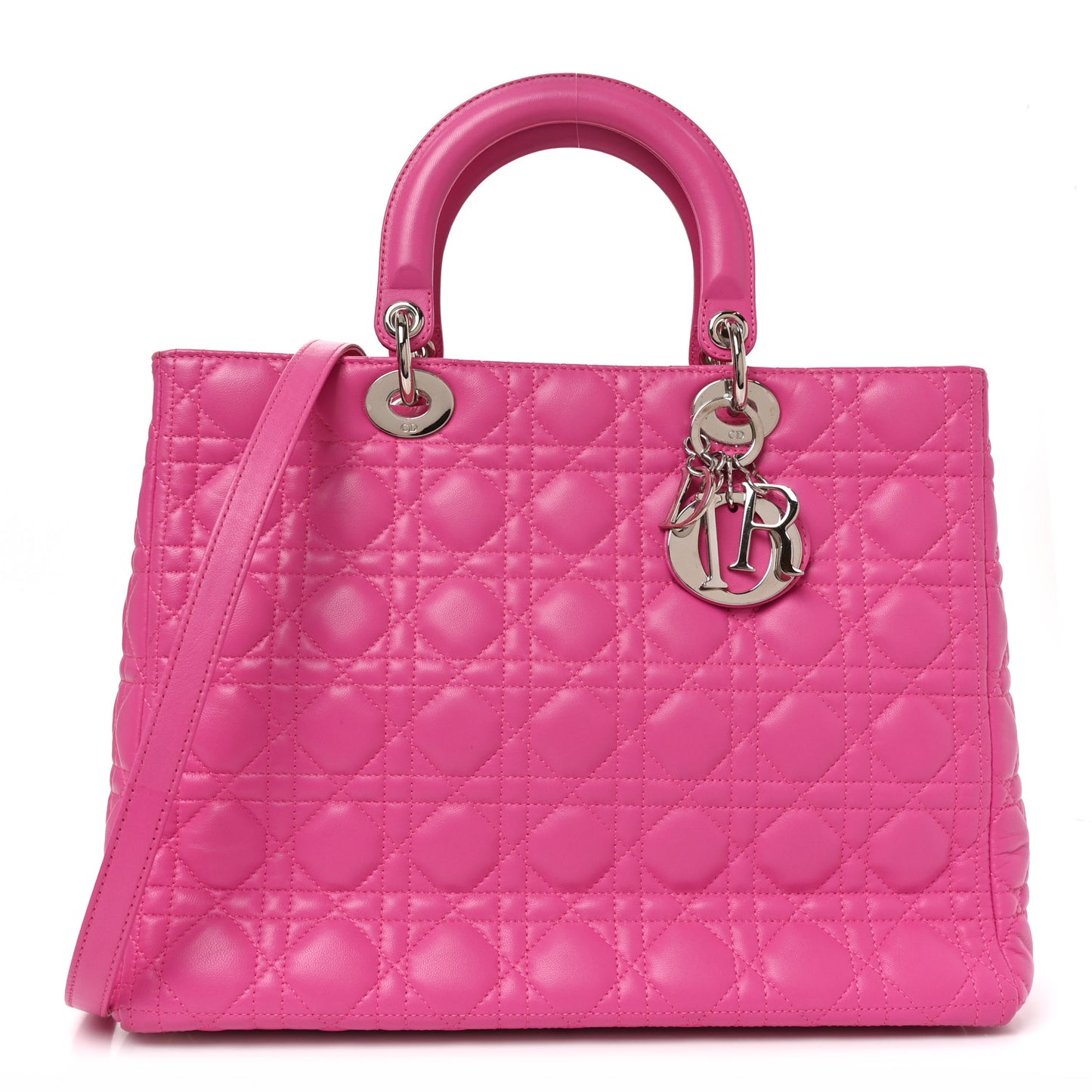 Lambskin Cannage Large Lady Dior Fuchsia Fuchsia