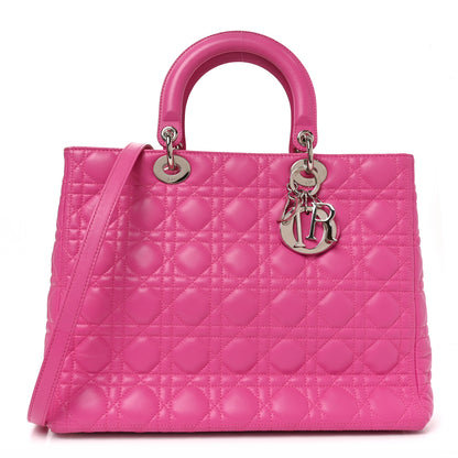 Christian Dior Lambskin Cannage Large Lady Dior Fuchsia Fuchsia 1 of 10