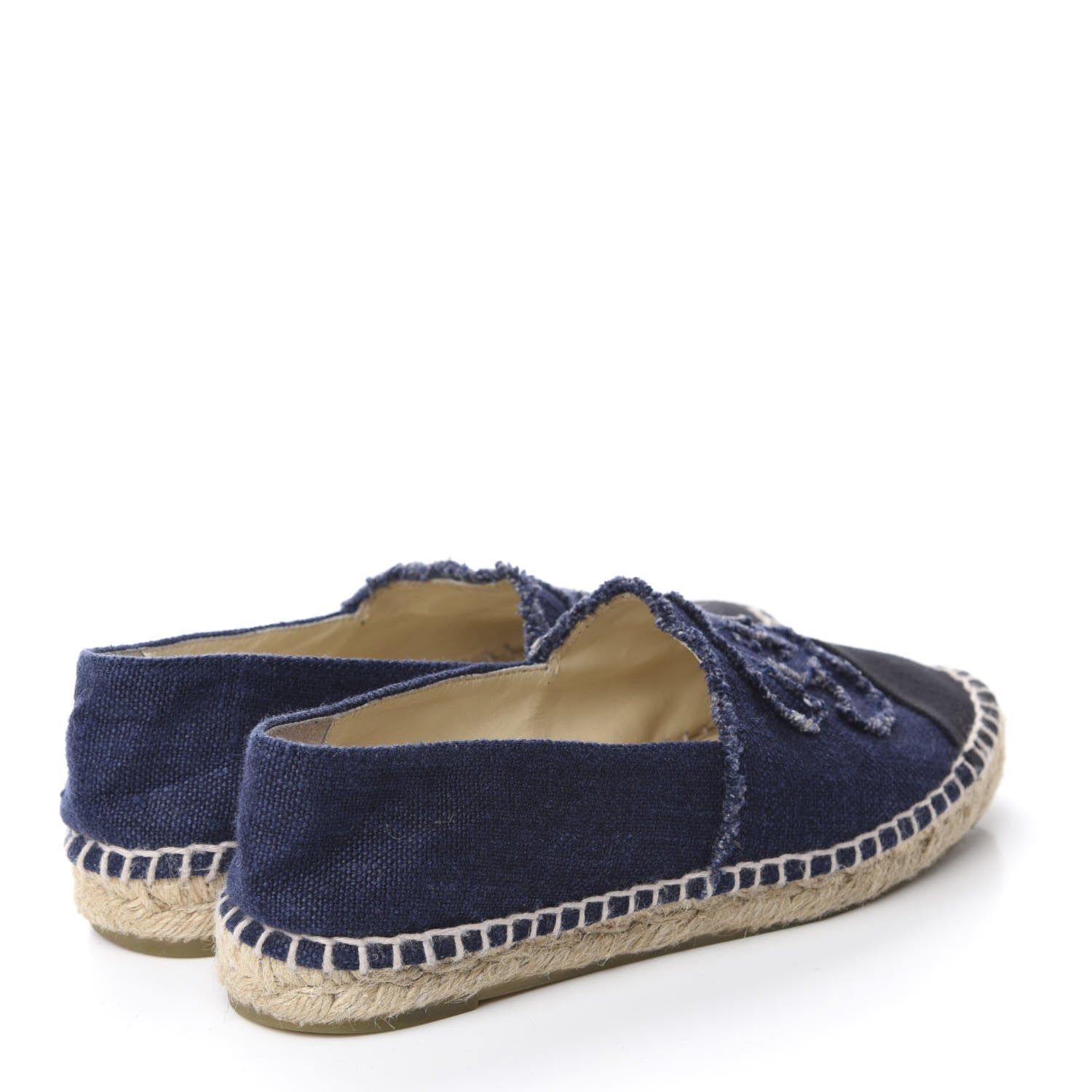 Chanel Denim Toile CC Espadrilles 38 Navy Black 4 of 11