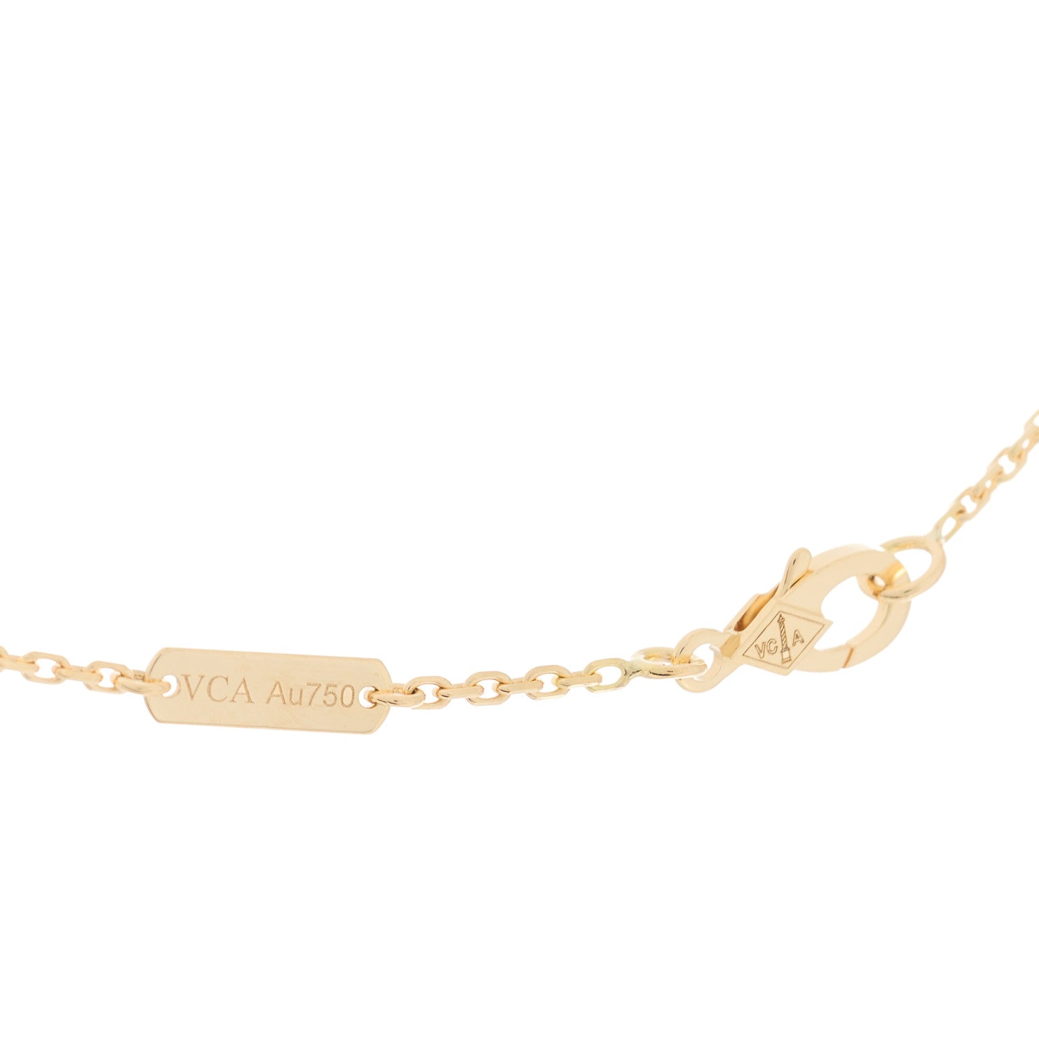 Van Cleef & Arpels 18K Yellow Gold Mother of Pearl Vintage Alhambra Pendant Necklace 4 of 5
